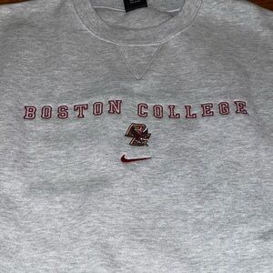 Vintage Boston college Pullover Crew Neck Sweatshirt Nike Large Gray Red